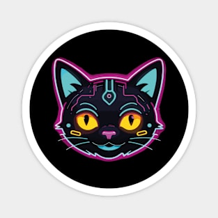 neon cyberpunk cat graphic Magnet